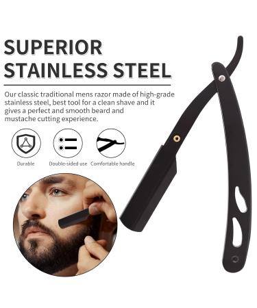 Premium Black-Metal Straight Edge Razor Set - 100 Single Derby Blades for Men's Shaving | International Shipping Available - Buy Online on GoSupps.com