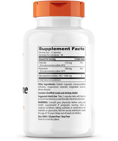 Doctor's Best Glucosamine Sulfate 750 mg - 180 Capsules for Joint Health - Buy Online on GoSupps.com