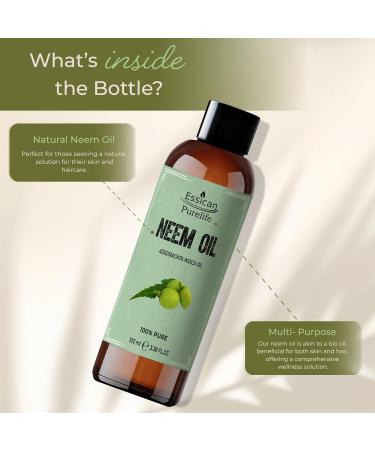 Essican Purelife 100 Cold Pressed Neem Oil for Skin 100ml Plants Skin Care Nails Body Lotions Carrier Oil for Essential Oils Nourishing Scalp and Hair Growth Hair Oil - Buy Online on GoSupps.com