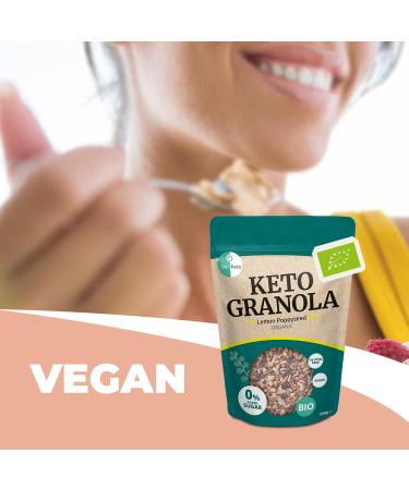 GoKeto BIO Keto Granola Lemon Poppyseed 290g Low Carb Keto Muesli for a delicious keto breakfast with coconut chips nuts fruits sunflower seeds & pumpkin seeds vegan glutenfree - Buy Online on GoSupps.com