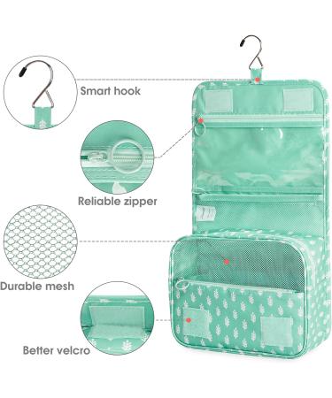 Women's Waterproof Travel Hanging Toiletry Bag - Green Leaf Cosmetic Organizer - Buy Online on GoSupps.com