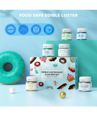 Wwtop Edible Glitter - 6 Colors Glitter Powder for Drinks Cakes & Chocolate | Gold Silver Blue Teal & More | Perfect for Cocktails & Food Decoration - Buy Online on GoSupps.com