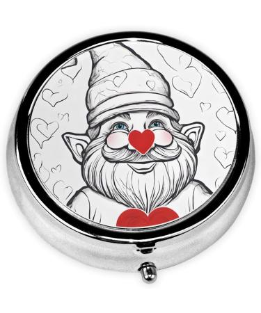 Cute Gnome Mini Round Pill Box | 3 Compartment Portable Organizer for Travel Home & Office - Buy Online on GoSupps.com