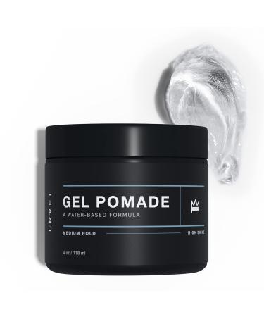 CRVFT Gel Pomade 4oz | High Shine/Medium Hold | Water Based/Water Soluble | Ideal For Short/Medium Thin/Thick Hair | For A Clean Cut Look | Mens Styling Product Clear, Stylist Approved Scented