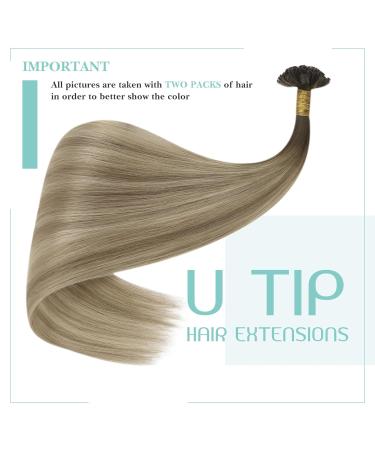 Youngsee Real Hair Extensions - 45cm Balayage U Tip Bonding Remy Keratin Hair Extensions 50g #3/8/22 for Gorgeous Brown & Blond Highlights - Buy Online on GoSupps.com