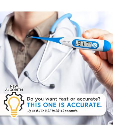 iProven Digital Oral Thermometer for Adults and Kids - Accurate Reading with Smiley Fever Indicator - Flexible Tip - Royal Blue - Buy Online on GoSupps.com