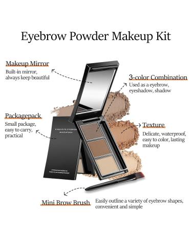 3-Color Eyebrow Powder Palette - Enhance Your Brows with Mirror | Brown Light Brown Skin Tone Makeup (2 - Buy Online on GoSupps.com