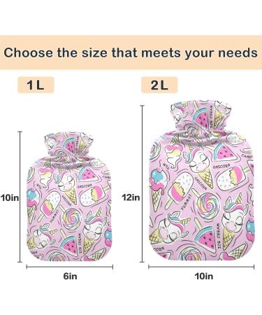 Naanle Unicorn Ice Cream Heat Bottle - 1L Transparent Hot Water Bottle for Pain Relief & Therapy | Ideal Bed Hand & Feet Warmer - Buy Online on GoSupps.com