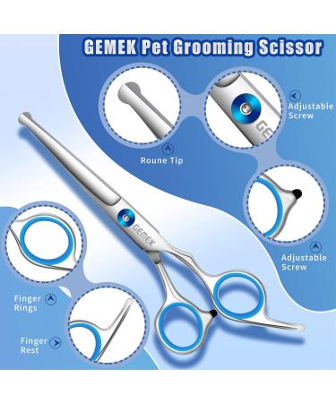 Gemek Professional Dog Care Scissors Set | Round Safety Tips Thinning Straight Curved Scissors & Comb for Dogs & Cats - Perfect for All Coat Lengths - Buy Online on GoSupps.com