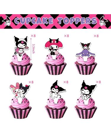 Educatgame 48 Kawaii Cupcake Toppers with 1 Happy Birthday Cake Topper Cute Cartoon Anime Themed Party Supplies Perfect for Birthday Party Decorations (A) - Buy Online on GoSupps.com