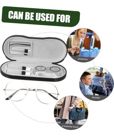 UTHCLO Double Layer Glasses Case - Portable Organizer Hard Glasses Holder Travel-Friendly Black PU Leather 16x7x5.5cm - Buy Online on GoSupps.com