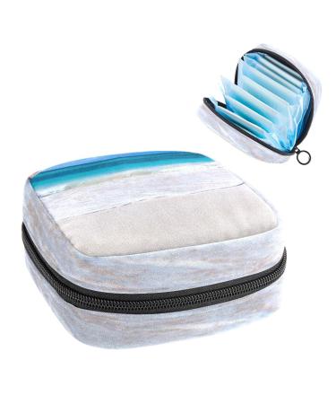 GIAPB Period Bag Sanitary Napkin Storage Bag Period Pouch Travel Makeup Bag Beach Landscape Color5261