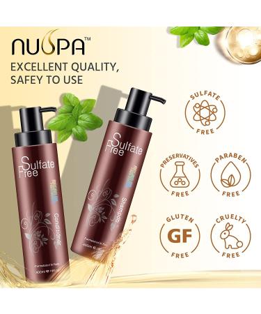 Nuspa Organic Sulfate-Free Moroccan Argan Oil Shampoo & Conditioner Set - Color Safe, UV Protection, Intense Moisture for Dry, Damaged, Frizzy Hair - Volumizing Formula for Thin Hair - 14oz (2 Pack) - Buy Online on GoSupps.com