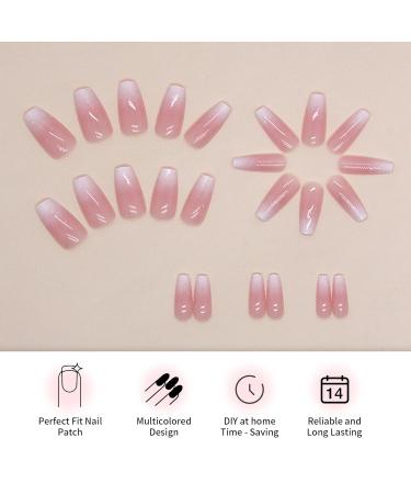 Press on Nails Strips Set - 24pcs Medium Long Gel Nail Strips for Women | Easy Application & Removal Reusable with Manicure Stick & Mini File - Buy Online on GoSupps.com