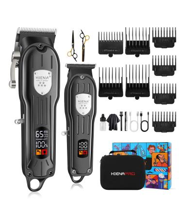 Professional Hair Clippers for Men Rechargeable Barber Clippers & Trimmers Set Hair Clippers Set Cordless Hair Clippers Kit with LCD Display Gifts for Men Black