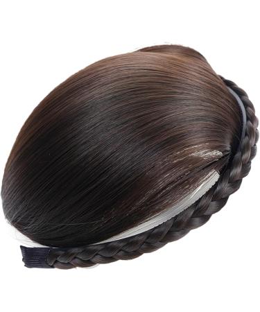 Braid Headband Single Braided Dark Brown Fringe Headband with Bangs Realistic Instant Hair Bangs Fringe Bangs Hair Clip for Women Girls Hair Extensions - Buy Online on GoSupps.com
