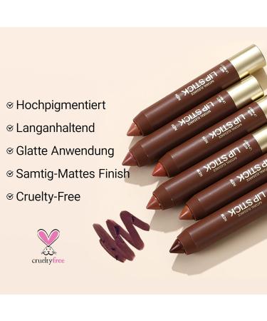  Erinde Erinde Matte Lipstick Pencil lip contour pencil with a creamy velvet texture long-lasting and smudge-proof doesn't dry out lips ideal for on-the-go #02 - Buy Online on GoSupps.com