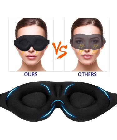 Sleep Eye Mask for Men Women - 3D Contoured Cup Sleeping Mask Concave Molded Night Eye Mask for Sleeping Block Out Light Soft Comfortable Sleep Mask for Yoga Nap Travel Black - Buy Online on GoSupps.com