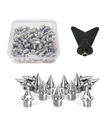 VONLUXE 1/4 Inch Track Spikes for Track Shoes, 110pcs Stainless Steel Pyramid Spikes Cross Country Spikes with Spike Wrench, Replacement Spikes for Sprint Sports Short Running Shoes