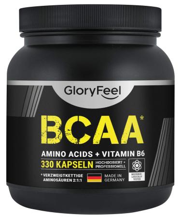 BCAA 330 Capsules - Essential Amino Acids Leucine Valine and Isoleucine Plus Vitamin B6 - Laboratory Tested and Made in Germany Without additives