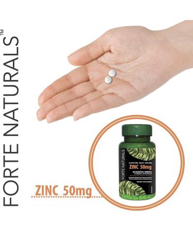Forte Naturals Zinc 50mg Supplements for Sensitive Stomachs - 60 Vegan Tablets - Buy Online on GoSupps.com