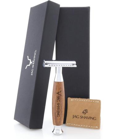 Buy JAG Shaving Germany Lee Range 5-Part Shaving Set | Super Dachshaar Brush Double Edge Razor Rack & Leather Bag - International Shipping Available - Buy Online on GoSupps.com