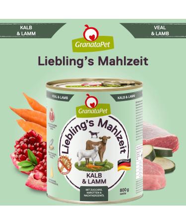 Granatapet Liebling's Calf & Lamb Wet Dog Food - Grain-Free No Sugar Additives 6 x 800g Pack - Buy Online on GoSupps.com