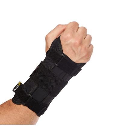 Carpal Tunnel Wrist Brace by BraceUP for Men and Women - Metal Wrist Splint for Hand and Wrist Support and Tendonitis Arthritis Pain Relief (L/XL, Right Hand) L/XL Right Hand