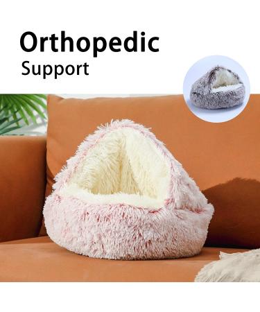 Plush Hooded Cat Bed with Blanket - Round Burrowing Cave Design for Small Dogs/Cats - Machine Washable, Slip Resistant - Ultra Soft Cushion - 24x24 inch Grey - Buy Online on GoSupps.com