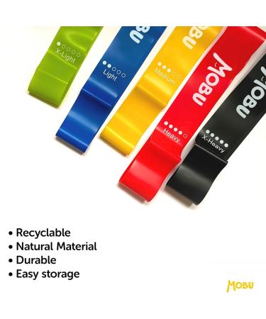 MOBU Resistance Bands Set - 5 Skin-Friendly Exercise Bands for Gym & Home Workout - 5 Resistance Levels for Strength Training - Green Blue Yellow Red Black - Buy Online on GoSupps.com