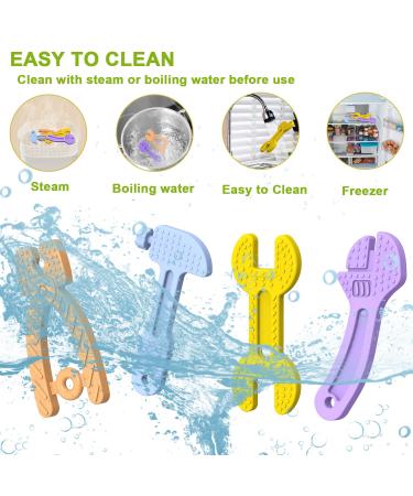 Zdolmy Teething Toys for Babies 0-6 Months 6-12 Months Baby Teething Toys Set BPA-Free Silicone Soft Textures Molar Teether Easy to Hold Easy to Clean and Freeze - 4 Packs A | Tools Set Style - Buy Online on GoSupps.com