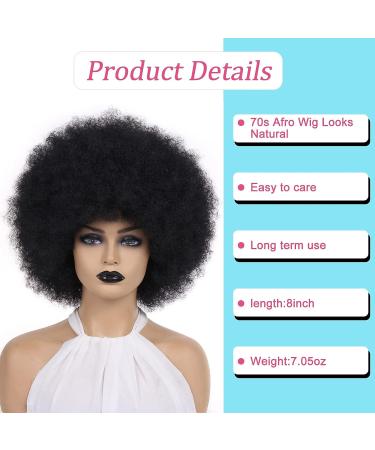 RuiYok 8 Inch Natural Black Afro Wig for Black Women - Premium Synthetic Afro Puff Wig for Costume Cosplay Party - Buy Online on GoSupps.com