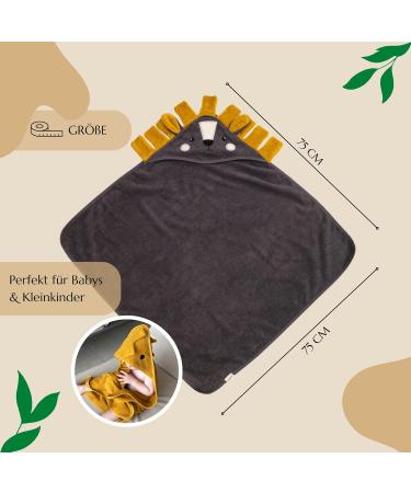 Liomio Baby Hooded Towel 75x75 cm | 100% Cotton Oeko-Tex 100 | Cute Lion Design | Perfect Baby Bath Towel & Gift - Made in EU - Buy Online on GoSupps.com