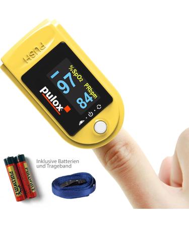 Buy Pulse Oximeter Pulox PO-200A Solo - Yellow | Accurate Pulse & Oxygen Saturation Measurement with Alarm & Pulse Tone - International Shipping Available - Buy Online on GoSupps.com