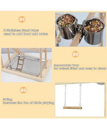 Wishesmar WellensiTich Playground for Nymphensittich Parrots - Climbing Swing & Feeder-Cup Toy | 40.5x37x23 cm Wood Playset - Buy Online on GoSupps.com