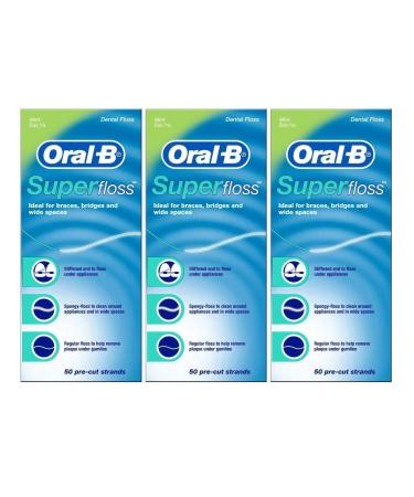 Oral-B Super Floss, 50 Pre-Cut Strands, Mint (Pack of 3) 50 Count (Pack of 3) - Buy Online on GoSupps.com
