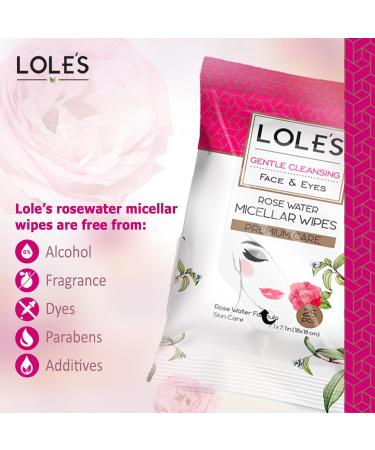 LOLE'S Micellar Wipes with Rose Water - Gentle Makeup Remover with Plant Based Ingredients - Buy Online on GoSupps.com