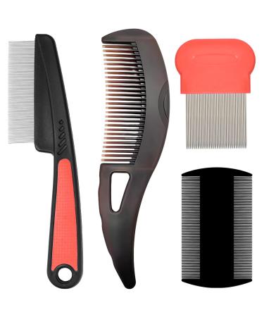 Lot de 4 peignes anti-poux - Peigne anti-puces pour chien - Peigne lentes - Peigne pour animaux de compagnie - Peigne pour chien - Peigne pellicules - Peigne pour chat - Peigne