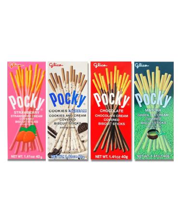 Pocky sticks & Pretz Japanese Snacks Pocky Variety (4 Pack) 1.41 Ounce (Pack of 4)