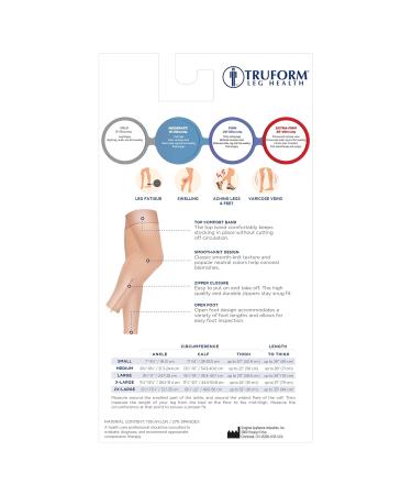 Truform Zipper Compression Stockings - 15-20 mmHg Medical Thigh Length Footless Leg Sleeve for Women & Men Beige 2X-Large - 1 Pair - Buy Online on GoSupps.com