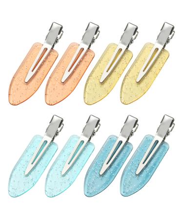 YIERSO No bend Hair Clips No Crease Hair Clips Styling Duck Bill Clips No Dent Alligator Hair Barrettes for Salon Hairstyle Hairdressing Bangs Waves Woman Girl Makeup Application (8 Pcs) Pink