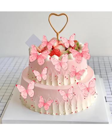 40 Pcs Pink Butterfly Cupcake Decoration Butterfly Edible Wafer Cupcake Toppers 3D Edible Butterfly Cake Topper Party Wedding Anniversary Birthday Party Cupcake Decoration - Buy Online on GoSupps.com