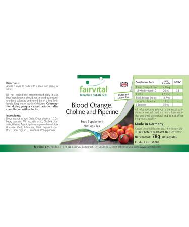 Fairvital | Blood orange choline and piperine - 90 capsules - for 3 months - quality controlled and high dose - 100% vegan - - Buy Online on GoSupps.com