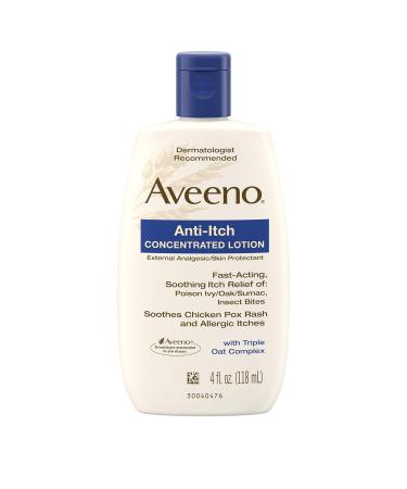 Aveeno Anti-Itch Concentrated Lotion with Calamine and Triple Oat Complex, Skin Protectant for Fast-Acting Itch Relief from Poison Ivy, Insect Bites, Chicken Pox, and Allergic Itches, 4 fl. oz