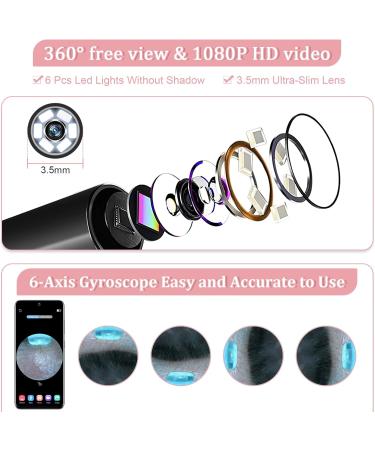 Ear Wax Removal Tool with Camera Ear Cleaning Tool Earwax Removal Kit Ear Cleaner with Camera Wireless HD Otoscope with 6 LED Lights Compatible with IOS & Android For Adults & Kids (Pink Gold) - Buy Online on GoSupps.com
