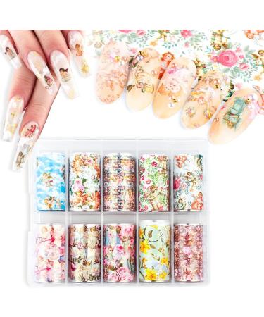 Nail Art Supplies Baroque Full Wrap Cupid Rose Flower Angel Transfer Stickers Decals Nail Foils(10) - Buy Online on GoSupps.com