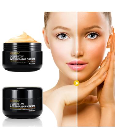 100g*2 Tanning Accelerator Cream Long-Lasting Rapid Tanning Cream Sunbed Tanning Accelerator Cream Sunbed Cream Effective in Sunbeds & Outdoor Sun Achieve a Natural Tan with Natural Ingredient