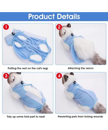 Molain Cat Recovery Suit | Professional Anti-Lick Pajama for Abdominal Wounds & Skin Care | E-Collar Alternative | Blue Size S - International Shipping - Buy Online on GoSupps.com