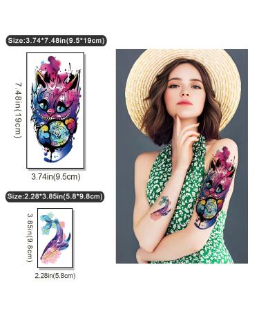 Watercolor Temporary Tattoos - Butterfly, Flower, Lion, Wolf, Dream Catcher Designs - 77 Sheets for Men, Women & Kids - Buy Online on GoSupps.com