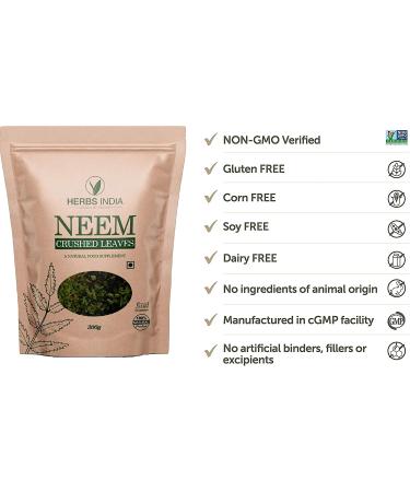 Neem Leaves Crushed for Fresh Neem Leaf Tea - 300g (10.6 oz) Herbal Supplement by HerbsIndia - Buy Online on GoSupps.com